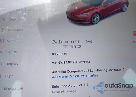 2017 Tesla Model S from USA, damaged, VIN 5YJSA1E29HF202693